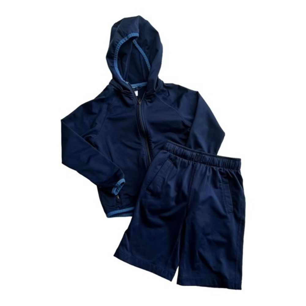 Hanna Andersson Boys Navy Blue Hoodie Jacket & Shorts Size 5‎